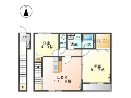 フォレストⅢ(2LDK/2階)の間取り写真
