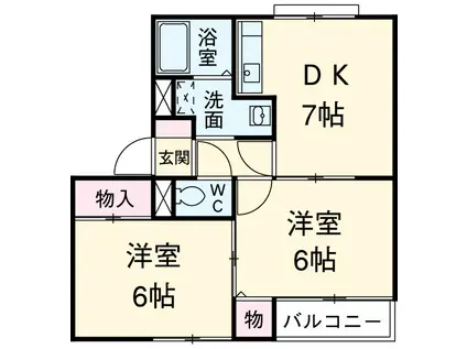 ウィンディア井田(2DK/1階)の間取り写真