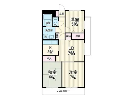 ソーラムすみよし台Ⅱ(3LDK/3階)の間取り写真