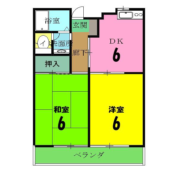 サンフォレスタ(2DK/2階)の間取り写真