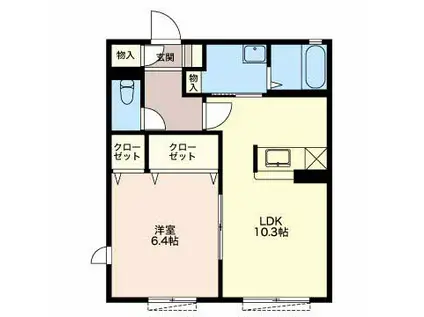 クレストヒルズ Ⅰ(1LDK/1階)の間取り写真