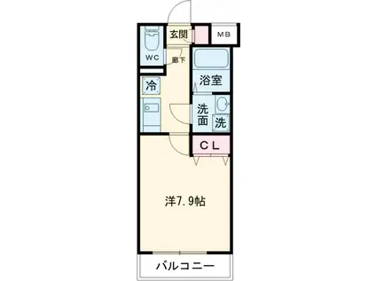 クレヴィスタ立石Ⅱ(1K/2階)の間取り写真