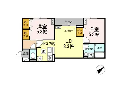 セレスティア江戸川Ⅲ(2LDK/3階)の間取り写真