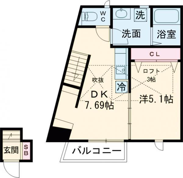 CSGARDEN等々力(1DK/2階)の間取り写真