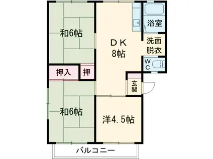 サンライフ本町田(3DK/2階)の間取り写真