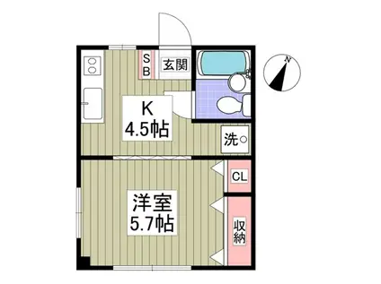 北新ムーンハイツ(1K/1階)の間取り写真