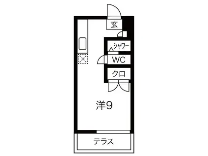 ヴォーヌング東山(ワンルーム/1階)の間取り写真