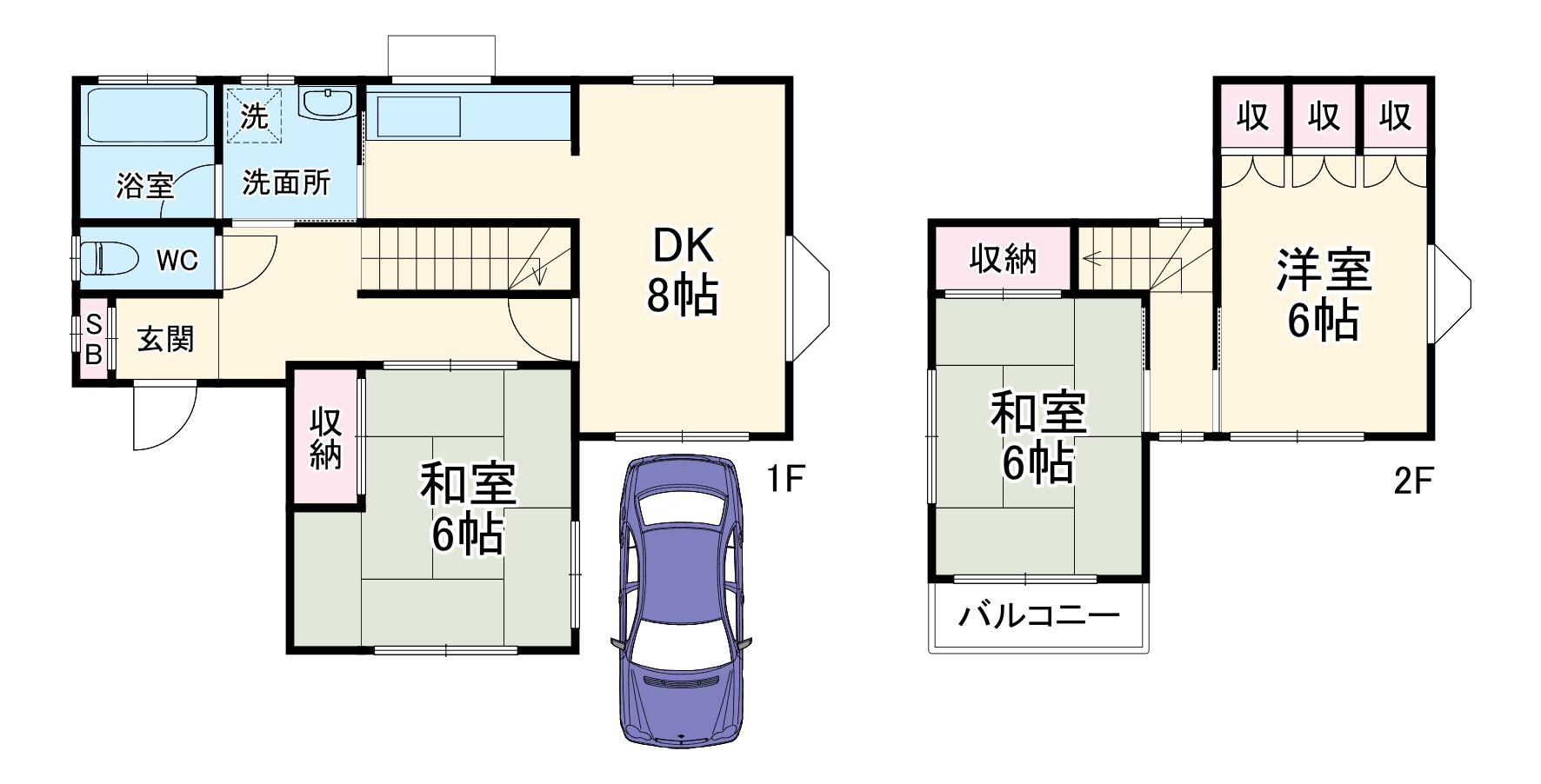 東武伊勢崎・大師線 せんげん台駅 バス乗車時間:15分 登戸バス停で下車 徒歩15分 2階建 築41年(3DK)の間取り写真