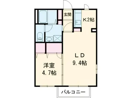 両毛線 伊勢崎駅 徒歩32分 2階建 築22年(1LDK/2階)の間取り写真