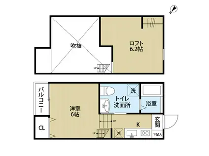 EINS(1K/2階)の間取り写真