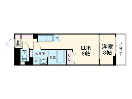 S-MOVE緑橋Ⅱ(1LDK/1階)の間取り写真