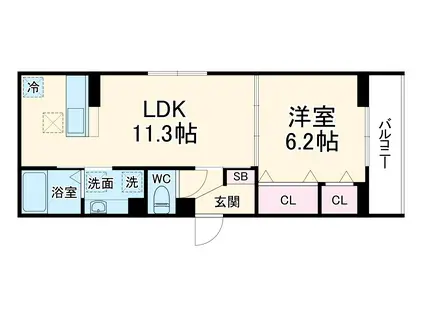 NOBLE VILLA土呂町(1LDK/2階)の間取り写真