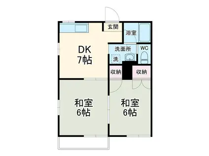 サンライズ初生D(2DK/2階)の間取り写真