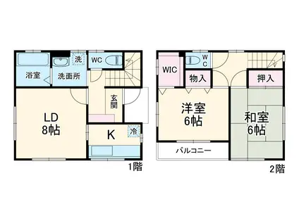 近鉄名古屋線 烏森駅 徒歩8分 1階建 築28年(2LDK)の間取り写真