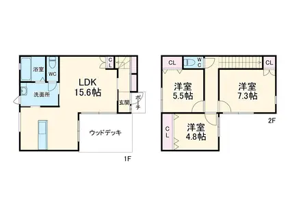 遠州鉄道 助信駅 徒歩42分 2階建 築1年(3LDK)の間取り写真