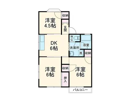 サンウイング(3DK/2階)の間取り写真