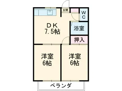メゾンリエールⅢ(2DK/1階)の間取り写真