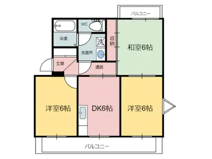 メゾン・ラフィーネⅡ(3DK/2階)の間取り写真