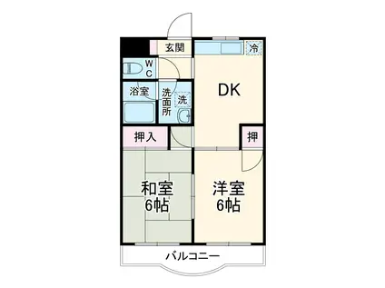 シャルム籠原(2DK/2階)の間取り写真