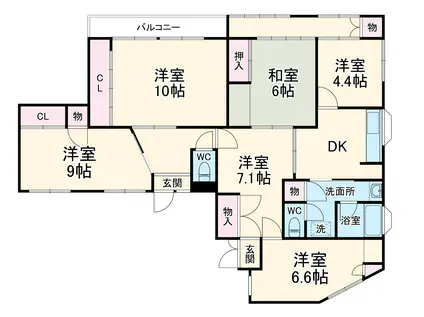 サンライズ都賀(5LDK/1階)の間取り写真