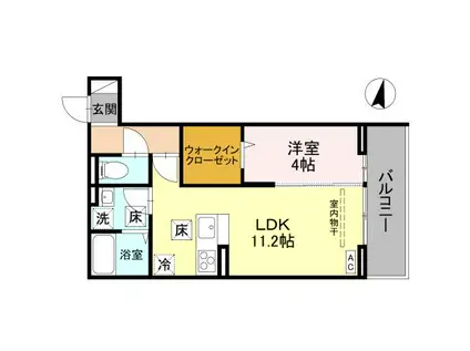 NOBLE VILLA鹿手袋 A(1LDK/1階)の間取り写真