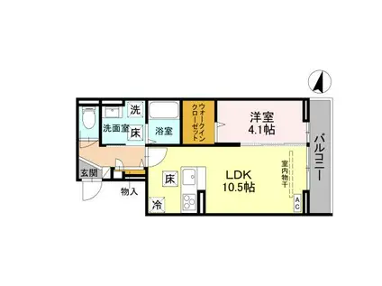 NOBLE VILLA鹿手袋 A(1LDK/1階)の間取り写真