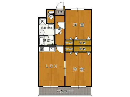 ヴェルディ羽川C館(2LDK/1階)の間取り写真