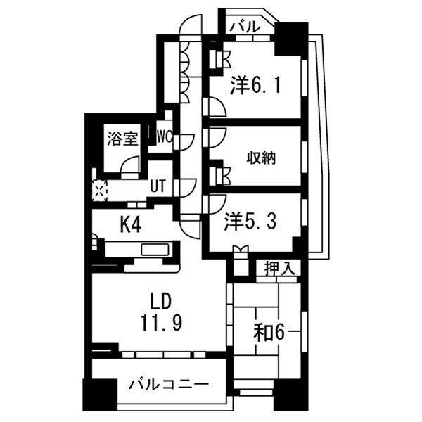 プラウド千種内山公園(3LDK/8階)の間取り写真