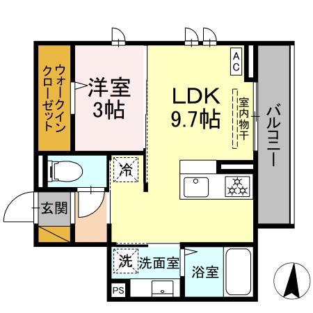 メゾングレイス(1LDK/2階)の間取り写真