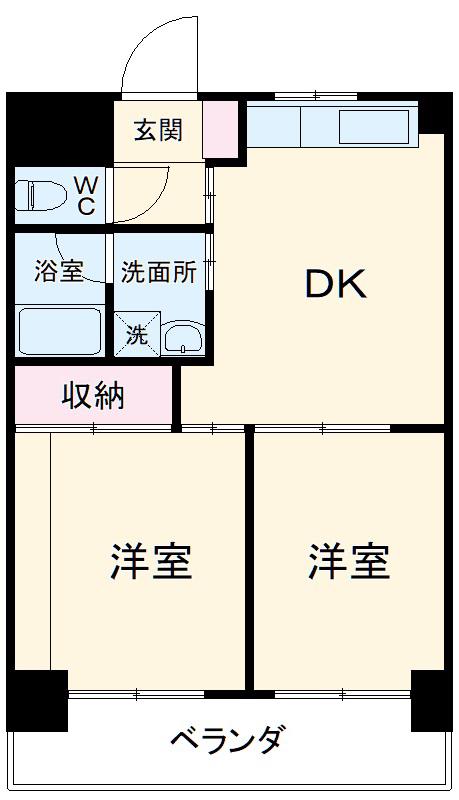 ハーモニー東林間(2DK/4階)の間取り写真