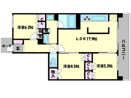 グランドメゾン千里中央東丘 Ⅲ番館(2SLDK/11階)の間取り写真