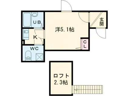 フォルトゥーナ梅島(1K/3階)の間取り写真