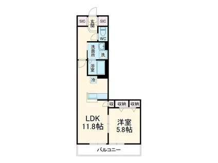 フォレストガーデン(1LDK/1階)の間取り写真