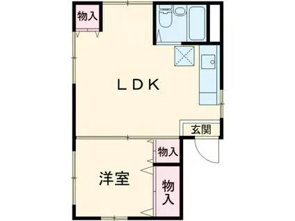 ミナミビル(1LDK/2階)の間取り写真