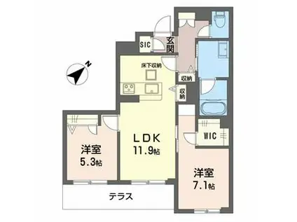 メゾン ド ルクス(2LDK/1階)の間取り写真