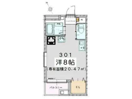 ライスランド2番館(ワンルーム/3階)の間取り写真