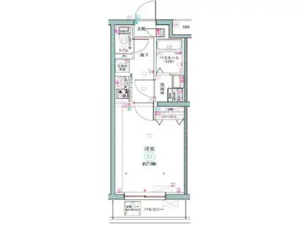 クレヴィスタ立石Ⅱ(1K/4階)の間取り写真