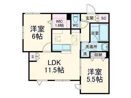 パルハイム若松(2LDK/1階)の間取り写真