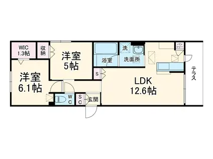 パルハイム若松(2LDK/1階)の間取り写真