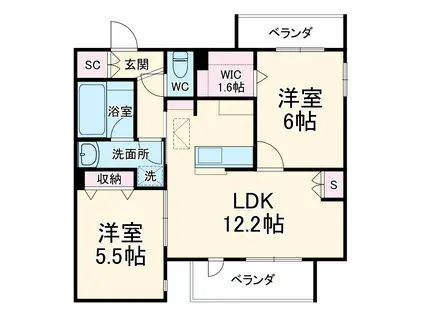 パルハイム若松(2LDK/2階)の間取り写真