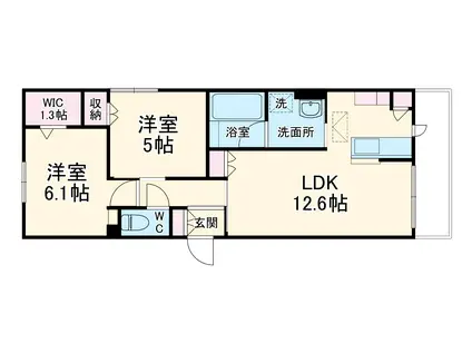 パルハイム若松(2LDK/2階)の間取り写真