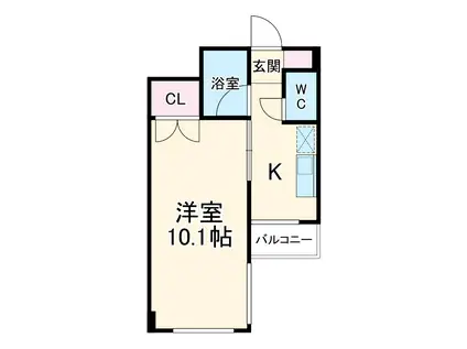 サワータウン白山(1K/2階)の間取り写真