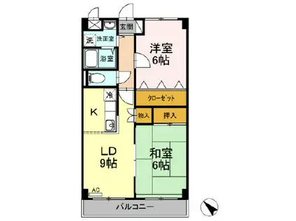 クレッセ(2DK/1階)の間取り写真
