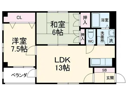マンションポムドール(2DK/2階)の間取り写真