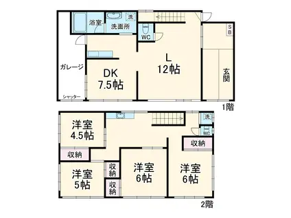 京浜東北・根岸線 山手駅 徒歩18分 2階建 築41年(4LDK)の間取り写真