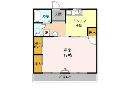 ウエスト・ウィング(1K/2階)の間取り写真