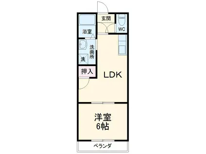 スカイハイツ(1DK/1階)の間取り写真