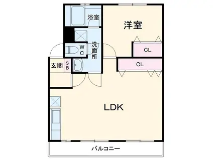 ハラッパ団地・草加2(1LDK/3階)の間取り写真