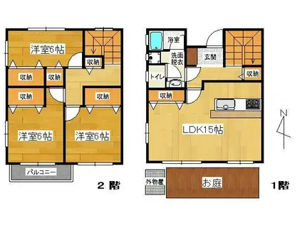 リーベハイム西富士見(3LDK/1階)の間取り写真