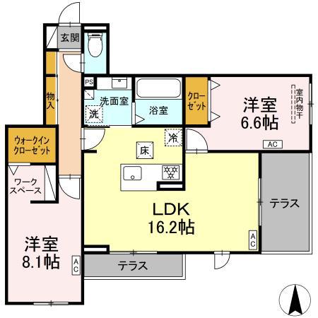 アーブル 西岩田(2LDK/1階)の間取り写真